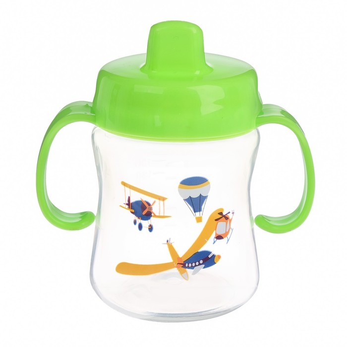 Поильник с твёрдым носиком, 210 мл, от 5 мес., цвет зелёный, рисунок МИКС