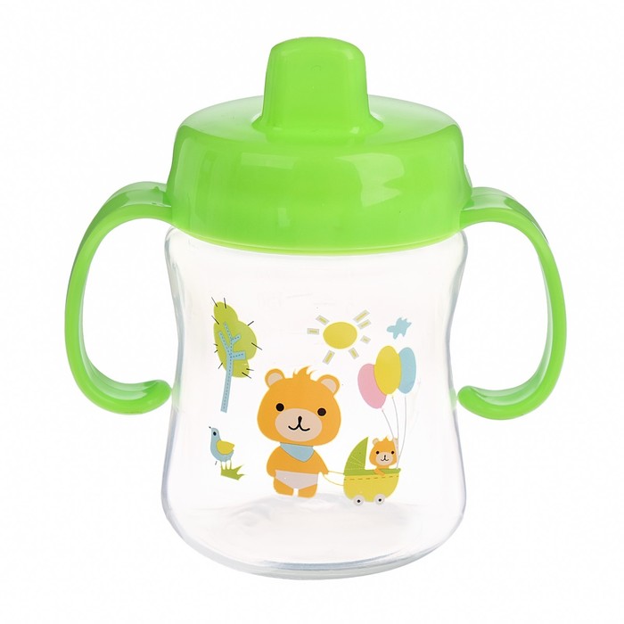 Поильник с твёрдым носиком, 210 мл, от 5 мес., цвет зелёный, рисунок МИКС