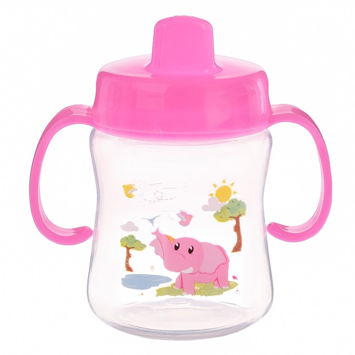 Поильник с твёрдым носиком, 210 мл, от 5 мес., цвет розовый, рисунок МИКС