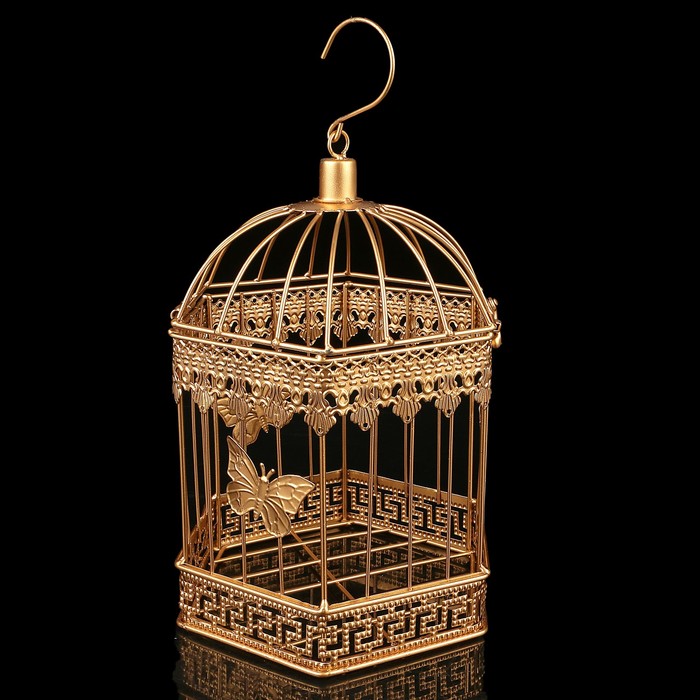 Клетка шестиугольная "Бабочки", 18х30см, золотистая