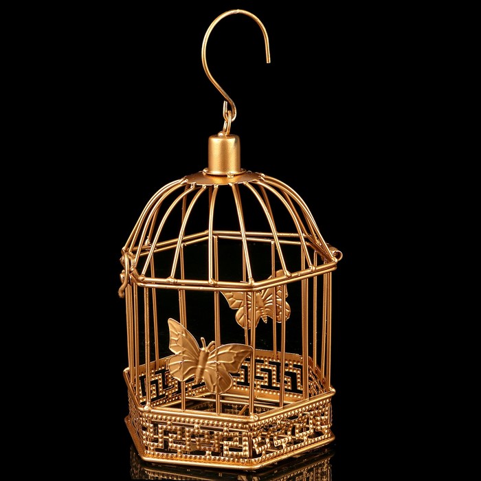 Клетка шестиугольная "Бабочки", 14,5х23см, золотистая