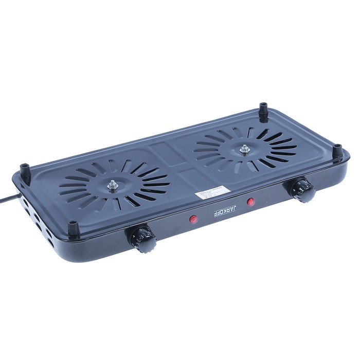 Плита электрическая JARKOFF JK-7202Bk, 2 конфорки, 2000 Вт, чугун, черный уценка