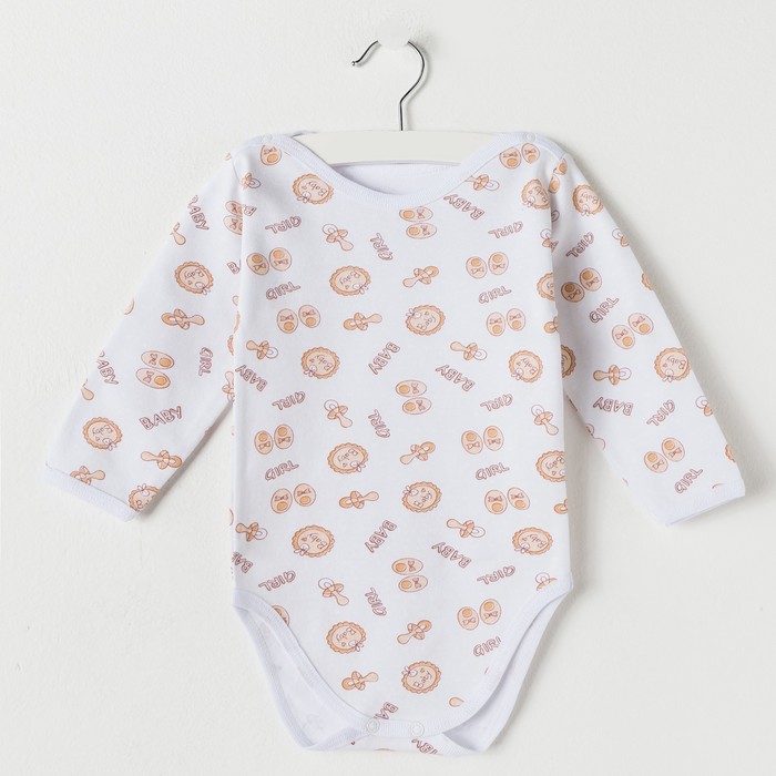 Боди для девочки А.601 ИД микс, длинный рукав, кнопки на плече, рост 74 см