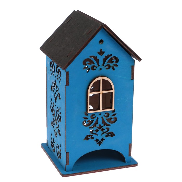 Чайный домик "Домик" сине-черный 12х12х20 см