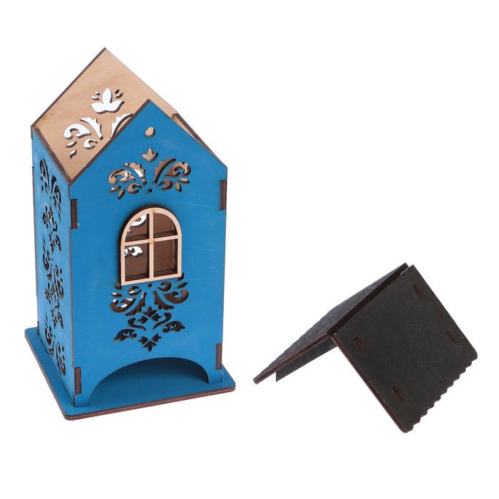 Чайный домик "Домик" сине-черный 12х12х20 см