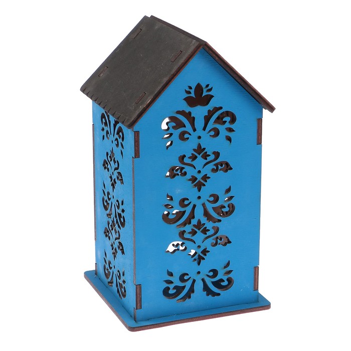 Чайный домик "Домик" сине-черный 12х12х20 см