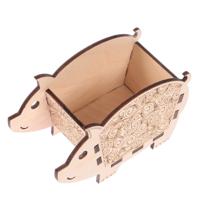 Карандашница дерево "Свинка" 14х9 см