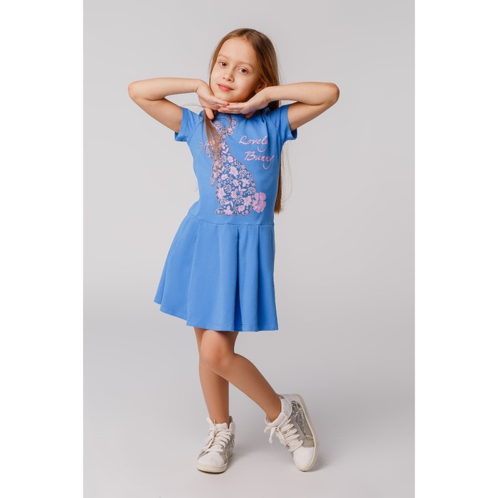 Платье для девочки, рост 122 см, цвет синий Л909-3925