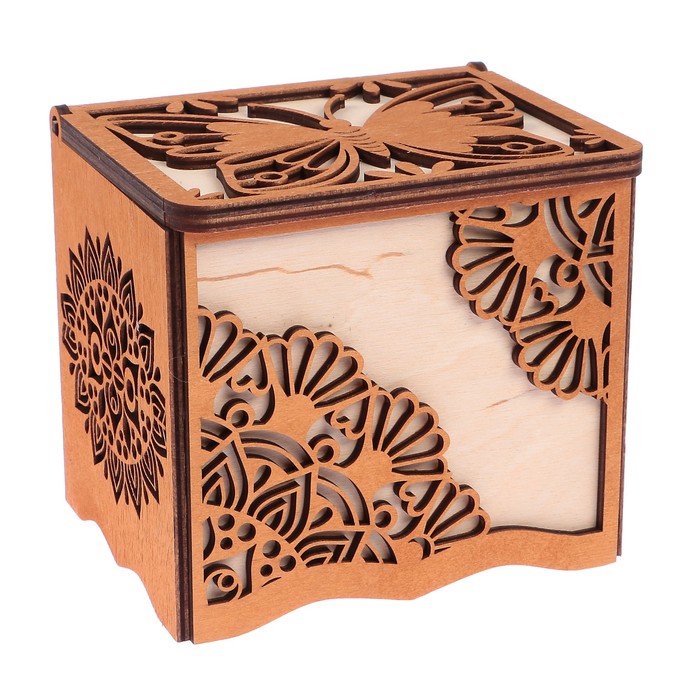 Шкатулка дерево "Бабочки" 16х13х14 см