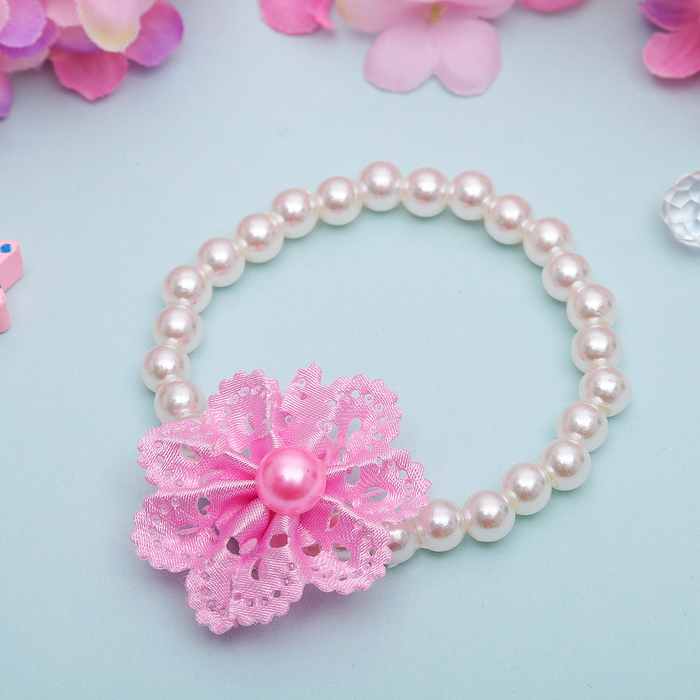 Браслет детский "Выбражулька" нежность, розовый цветочек на белом