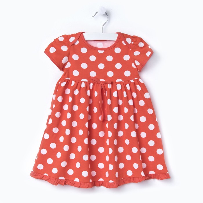Платье для девочки, рост 80 см, цвет горох на персиковом Л365_М