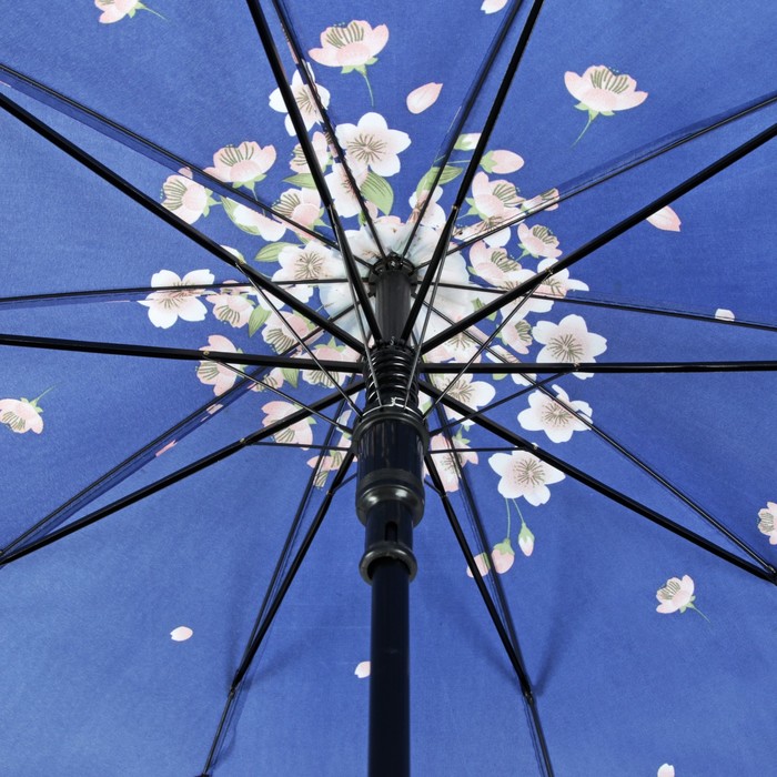 Зонт-трость "Танец сакуры", полуавтоматический, R=51см, цвет синий