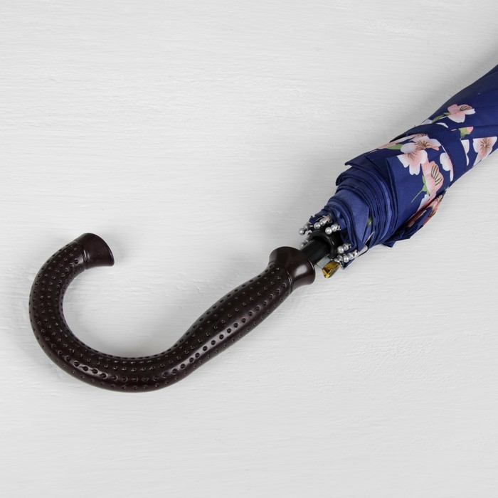 Зонт-трость "Танец сакуры", полуавтоматический, R=51см, цвет синий