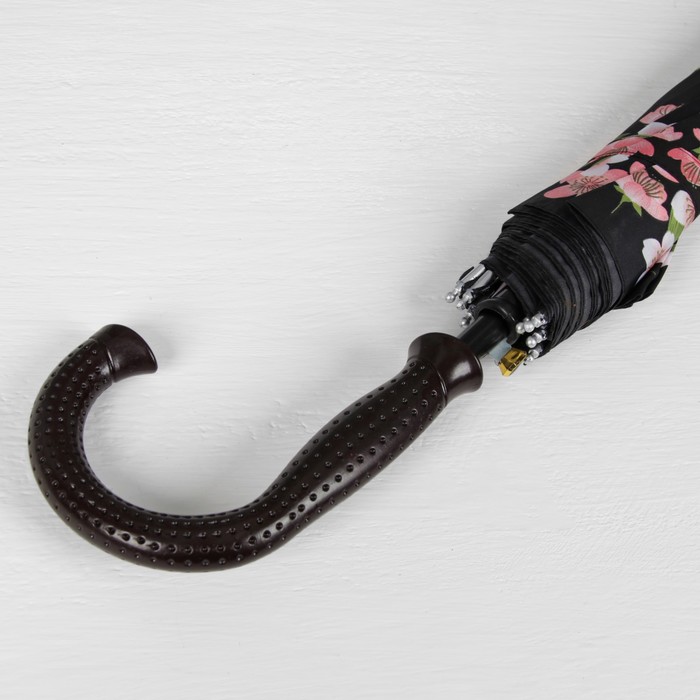 Зонт-трость "Танец сакуры", полуавтоматический, R=51см, цвет чёрный