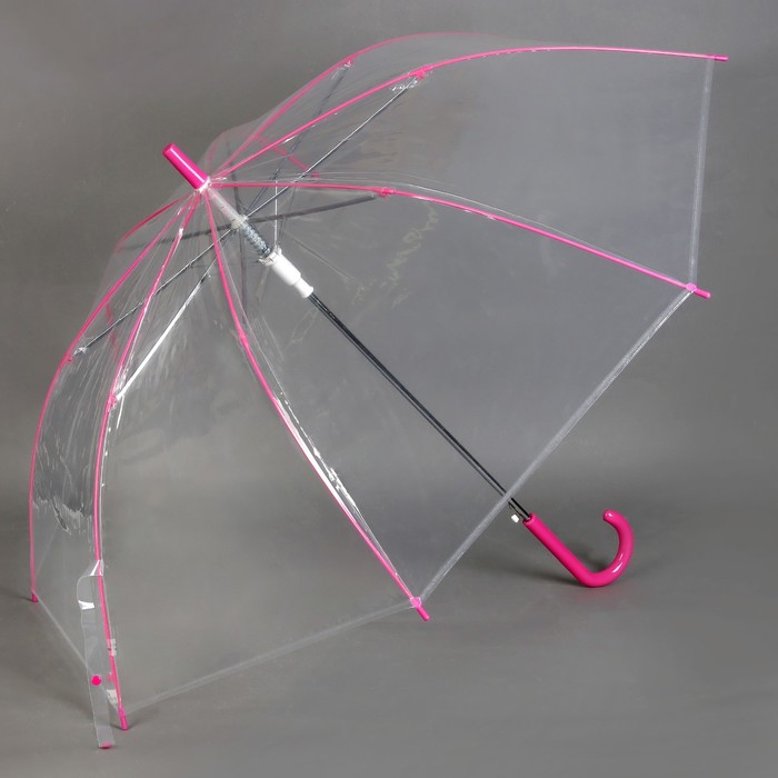 Зонт -трость "Каркас", полуавтоматический, R=50см, цвет розовый