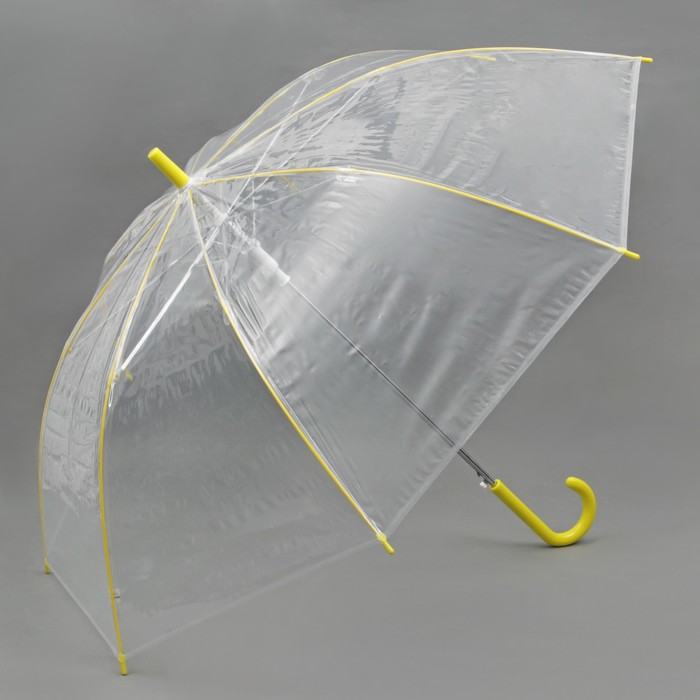 Зонт -трость "Каркас", полуавтоматический, R=50см, цвет жёлтый