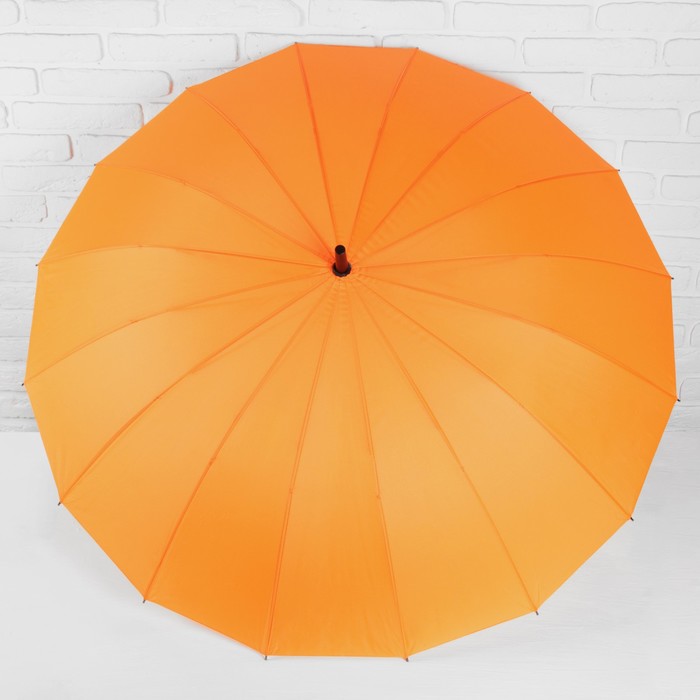 Зонт-трость "Однотонный", полуавтоматический, R=61см, цвет оранжевый неоновый