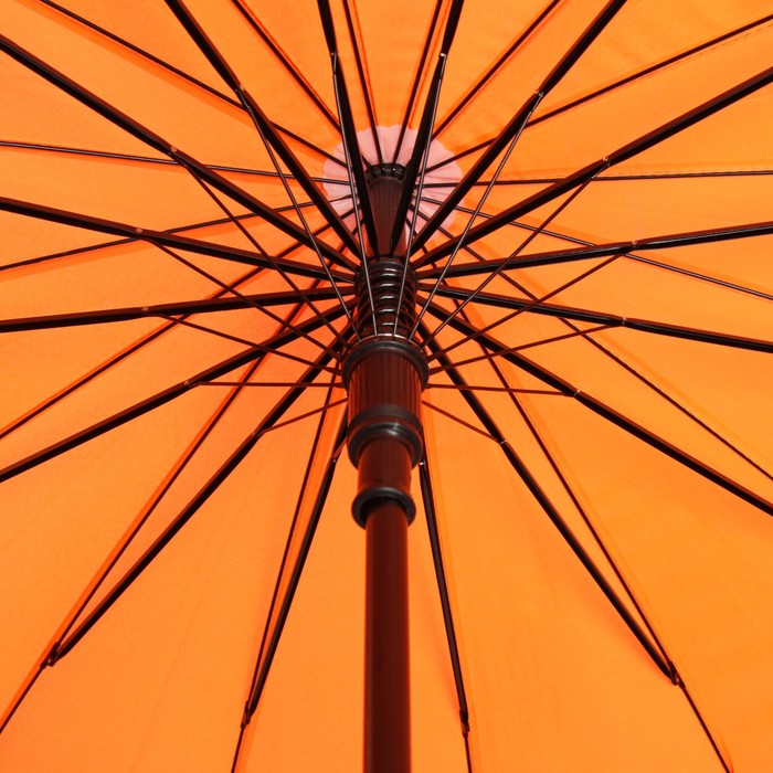 Зонт-трость "Однотонный", полуавтоматический, R=61см, цвет оранжевый неоновый