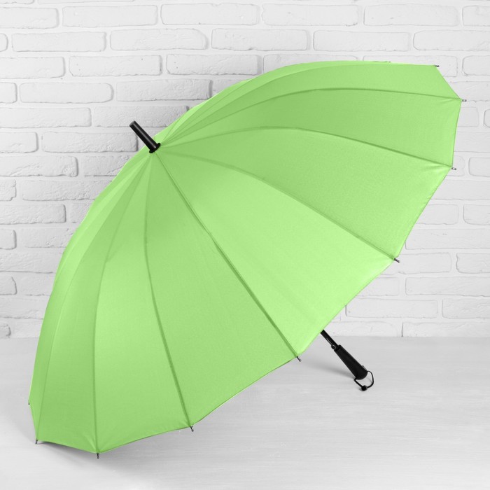 Зонт-трость "Однотонный", полуавтоматический, R=61см, цвет зелёный неоновый