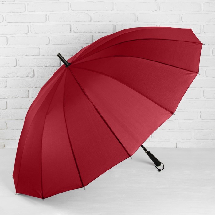 Зонт-трость "Однотонный", полуавтоматический, R=61см, цвет бордовый