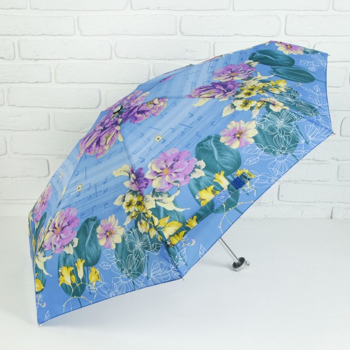 Зонт механический "Мини цветы", R=47см, цвет голубой