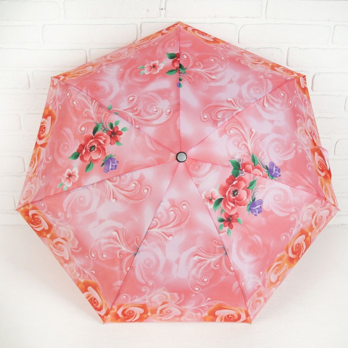 Зонт механический "Мини цветы", R=47см, цвет розовый