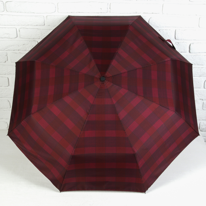 Зонт автоматический "Клетка", R=50см, цвет бордовый