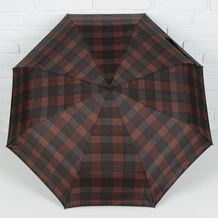 Зонт автоматический "Клетка", R=50см, цвет хаки/бежевый