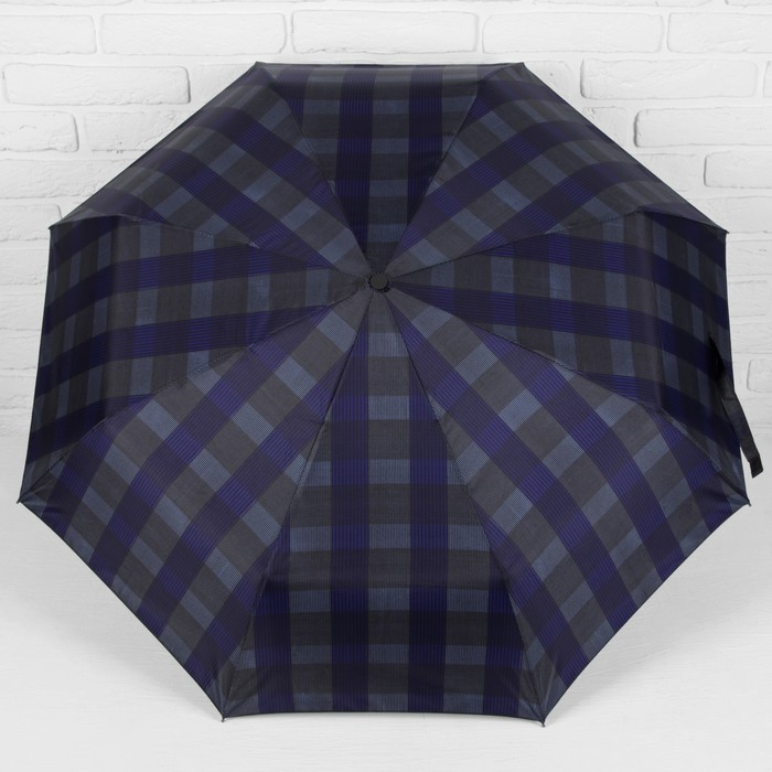 Зонт автоматический "Клетка", R=50см, цвет синий