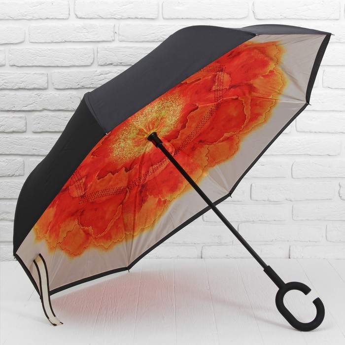 Зонт наоборот "Огненный цветок", механический, R=60см, цвет
