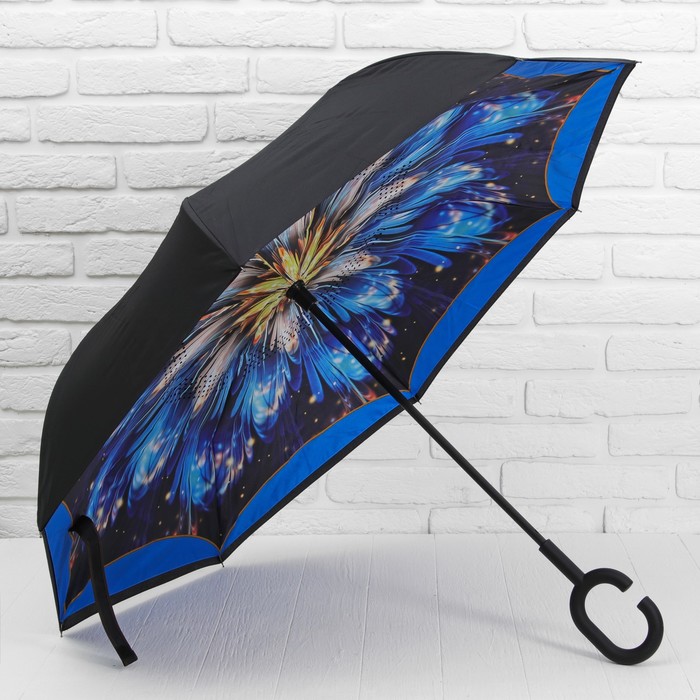Зонт наоборот "Фейерверк", механический, R=60см, цвет чёрный