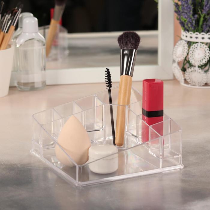 Органайзер для хранения косметических принадлежностей "Бриллиант", 8 секций, цвет прозрачный