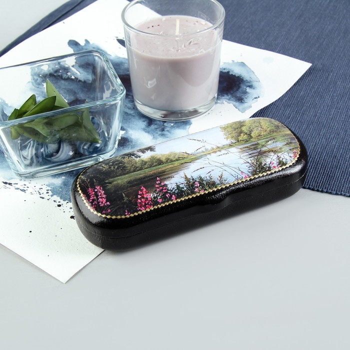 Футляр для очков "Озеро", отдел на клапане, цвет чёрный