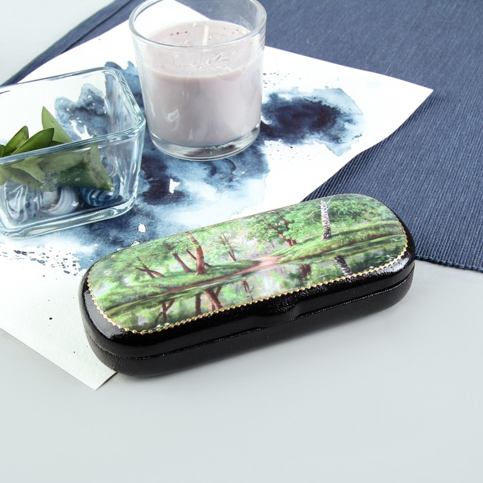 Футляр для очков "Лето", отдел на клапане, цвет чёрный