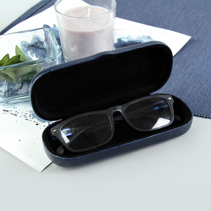 Футляр для очков "Незабудки", отдел на клапане, цвет чёрный