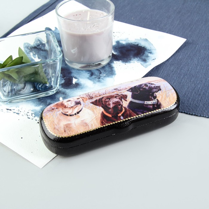 Футляр для очков "Ротвейлеры", отдел на клапане, цвет чёрный