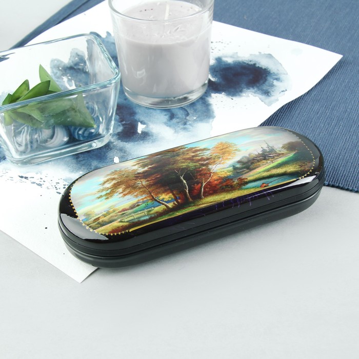 Футляр для очков "Природа", отдел на клапане, цвет чёрный