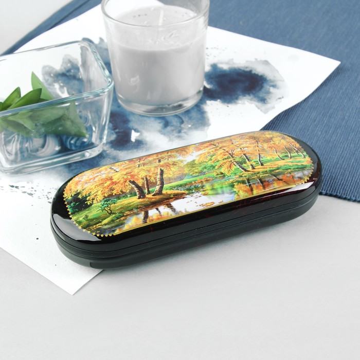 Футляр для очков "Природа", отдел на клапане, цвет чёрный