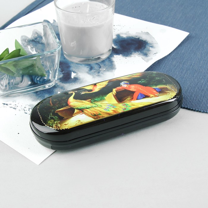 Футляр для очков "Жар птица", отдел на клапане, цвет чёрный