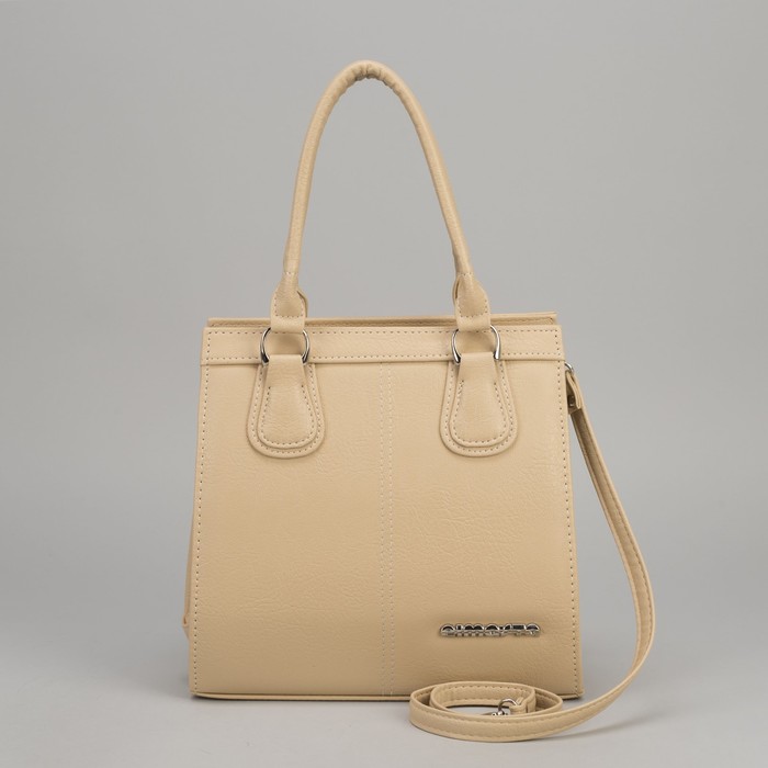 Сумка женская, отдел на молнии, наружный карман, длинный ремень, цвет кремовый