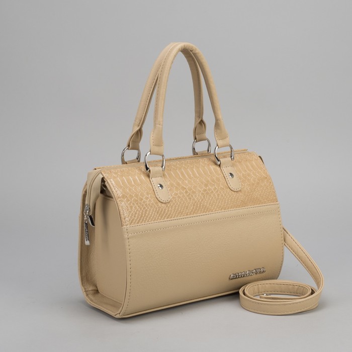 Сумка женская, отдел на молнии, наружный карман, цвет кремовый