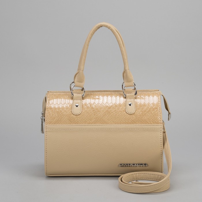 Сумка женская, отдел на молнии, наружный карман, цвет кремовый