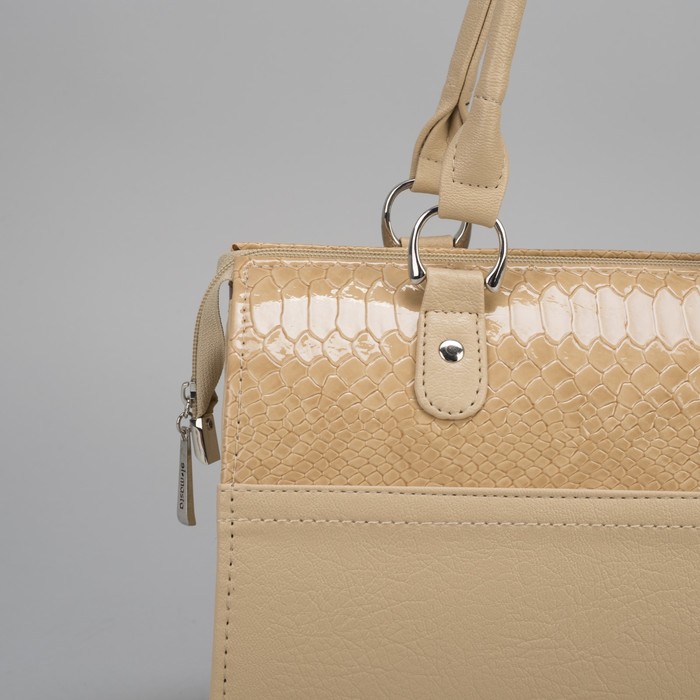 Сумка женская, отдел на молнии, наружный карман, цвет кремовый