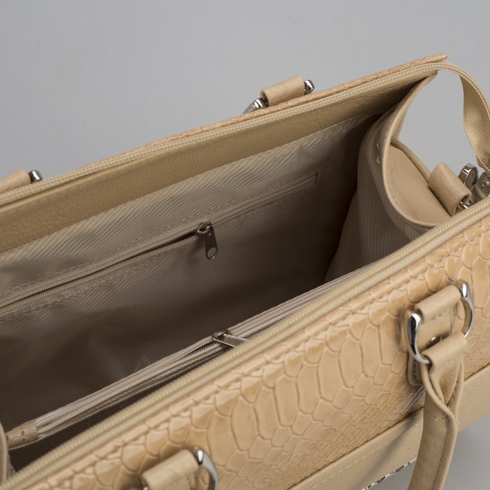 Сумка женская, отдел на молнии, наружный карман, цвет кремовый