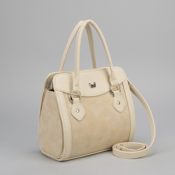 Сумка женская, отдел на молнии, наружный карман, цвет светло-бежевый