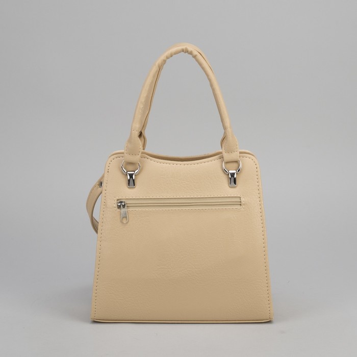 Сумка женская, отдел на молнии, наружный карман, длинный ремень, цвет кремовый