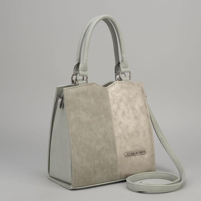 Сумка женская, отдел на молнии, наружный карман, длинный ремень, цвет светло-серый