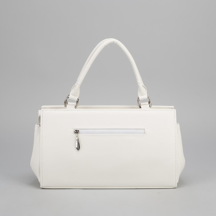 Сумка женская, отдел на молнии, наружный карман, длинный ремень, миро белый