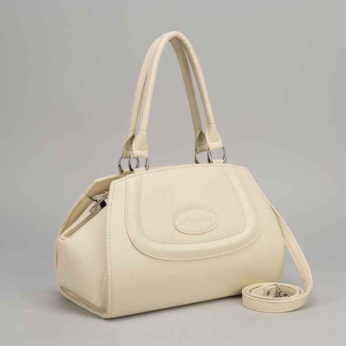 Сумка женская, отдел на молнии, наружный карман, длинный ремень, цвет светло-бежевый