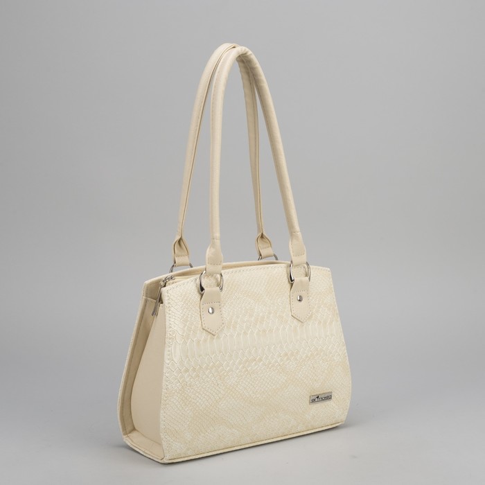 Сумка женская, отдел на молнии, наружный карман, цвет светло-бежевый